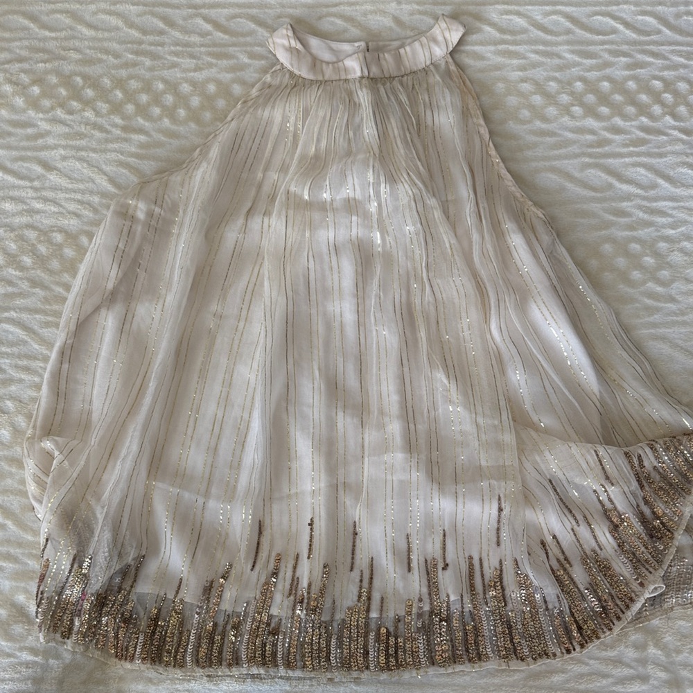 Elegant Cream and Gold Sequin top